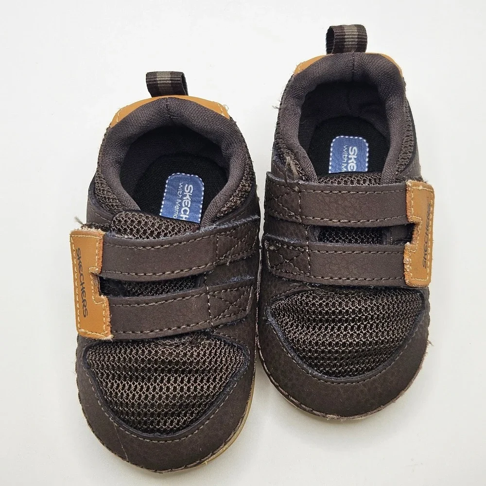Skechers Brown Sneakers Baby Toddler Boy Shoes‎ size 2 EUC First  Walkers